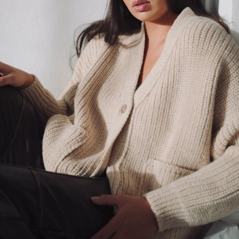 Monica Cordera Ecowool Chunky Cardigan, Natural One Size